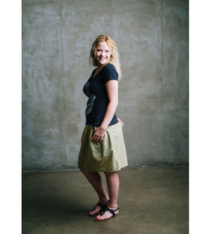 Macabi Knee Length Skirt - Stone - Macabi Skirts