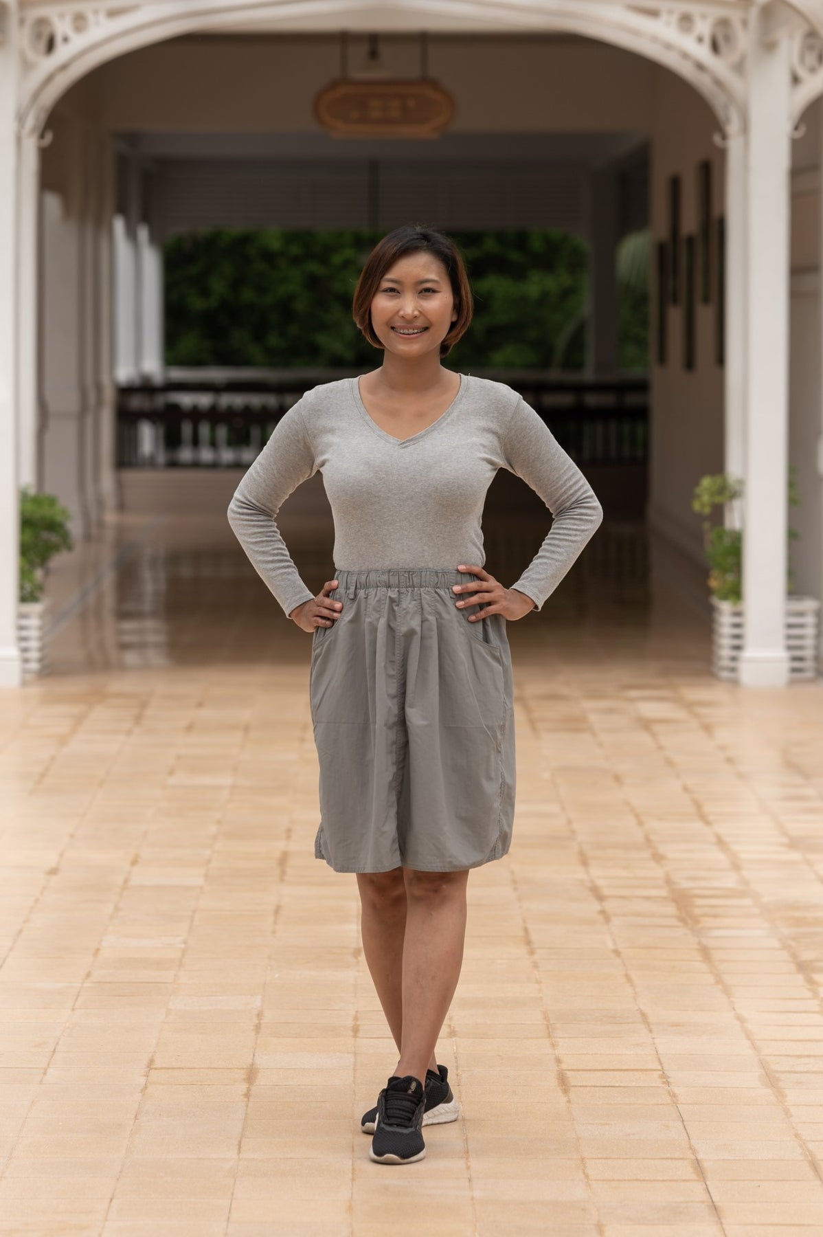 Macabi Knee Length Skirt - Light Gray Macabi Skirts Macabi Knee Length Skirt - Light Gray Macabi Skirts