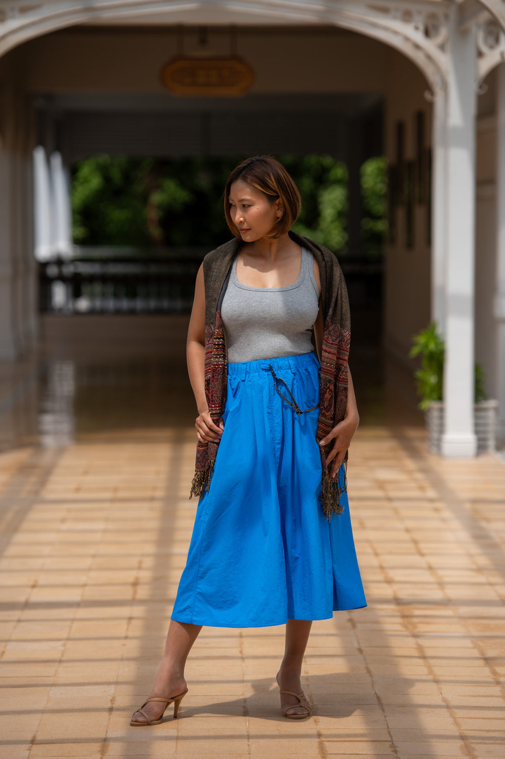 Macabi Slim Skirt - Blue Skies
