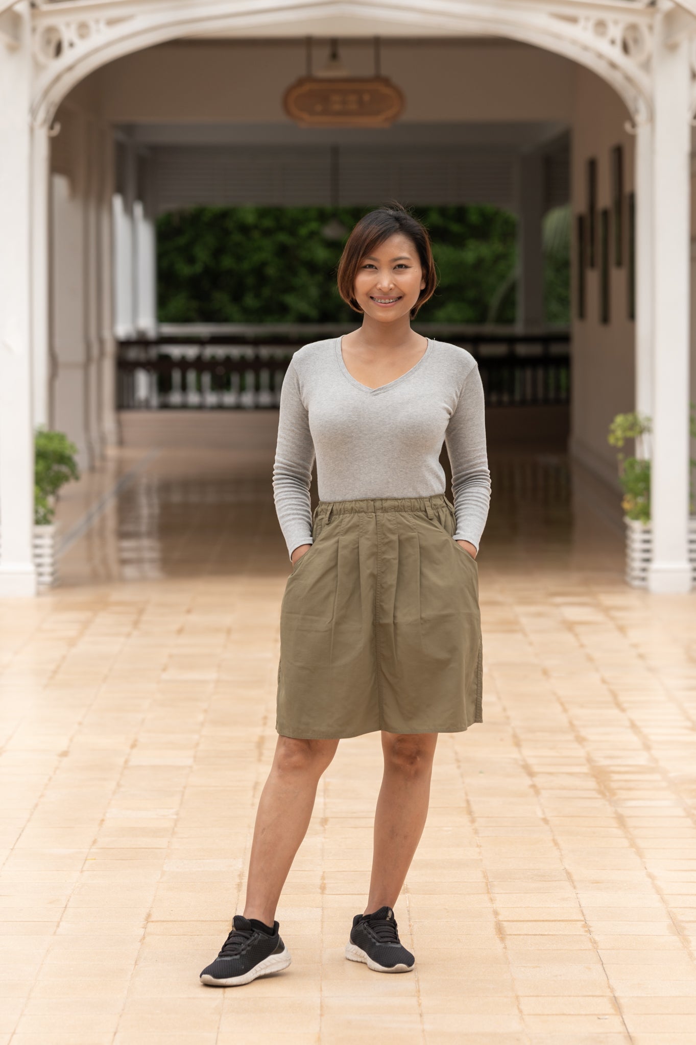 Macabi Knee Length Skirt - Bark – Macabi Skirts