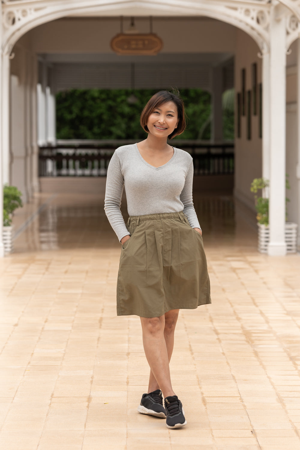Macabi Knee Length Skirt - Bark