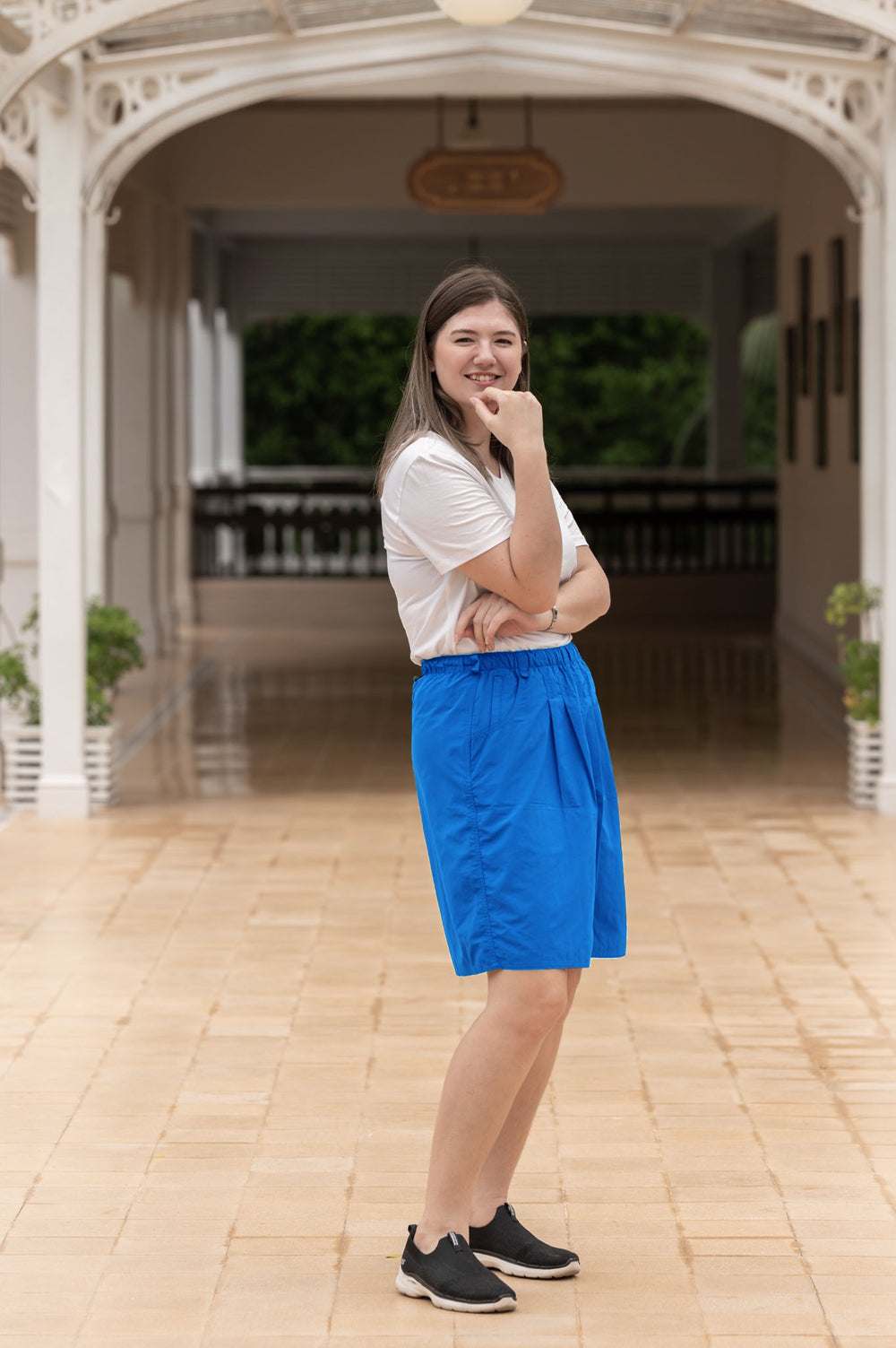 Macabi Knee Length Skirt - Blue Skies