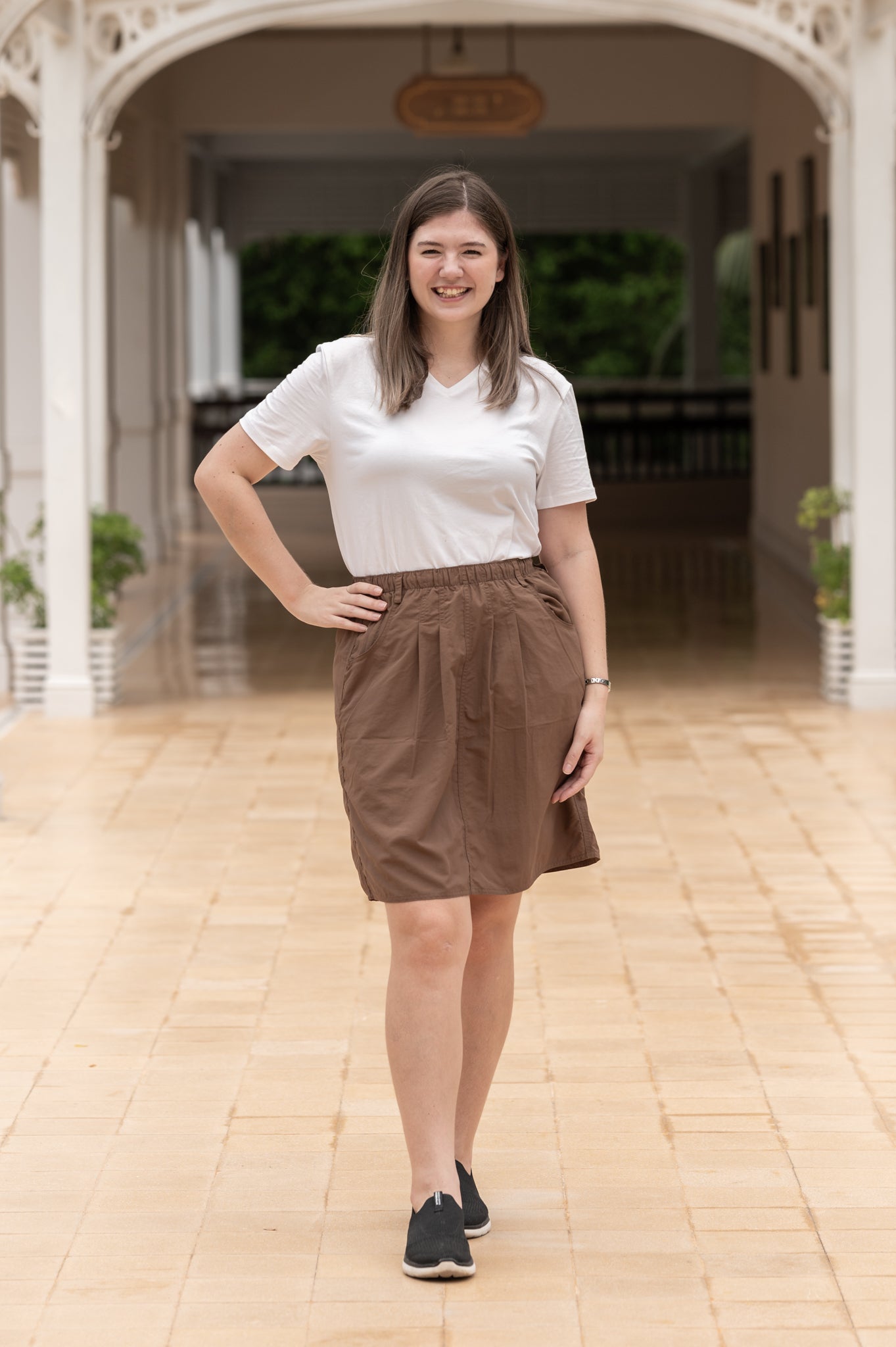 Macabi Knee Length Skirt - Mocha – Macabi Skirts