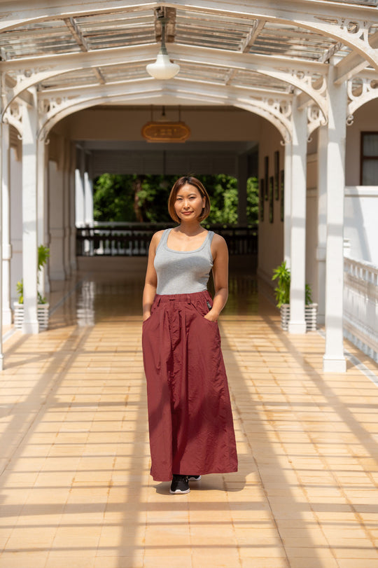 Macabi Slim Skirt - Dark Cherry Red