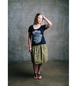 Macabi Knee Length Skirt - Bark - Macabi Skirts