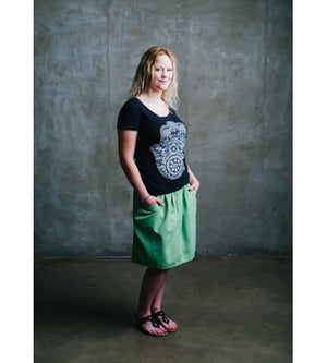 Macabi Knee Length Skirt - Fair Green - Macabi Skirts