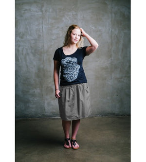 Macabi Knee Length Skirt - Light Gray - Macabi Skirts