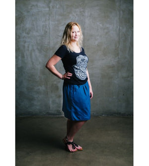 Macabi Knee Length Skirt - Midnight Blue - Macabi Skirts