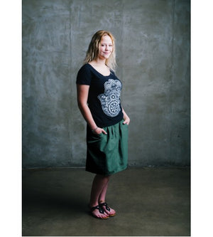 Macabi Knee Length Skirt - Teal - Macabi Skirts